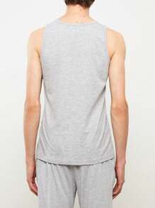 Conjunto de pijama para hombre, parte superior de cuello redondo delgada y pantalones, color gris sólido, casual y cómodo, ropa de estar en casa para verano