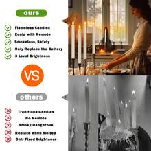 6-Pack Ivory Flameless Taper Candles With Candleholders - Remote Control & Timer, LED Flickering Candlesticks | 10.6" Battery-Operated, Perfect For Christmas, Weddings, Halloween, & All Festive Occasions Home Decor