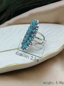 1 chiếc nhẫn ngọc lam nhiều màu cổ điển có thể điều chỉnh kích thước cho phụ nữ - Nhiều màu - Xem 4