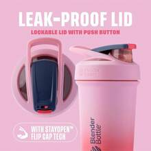 BlenderBottle Strada Shaker Cup Insulated Stainless Steel Bottle With Wire Whisk, 24-Ounce, Black - Flamingo Ombre - View 2