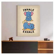 1pc Frameless Yoga Cartoon Cute Animal Rabbit Dog Elephant Art Posters Vintage Painting Printing Wall Arts Modern Minimalist Club Gym Living Room Bedroom Dormitory Wall Decoration Home Wall Decoration Aesthetics Daycare Children's Room Kawaii Pictutor ,Wall Art With Frame