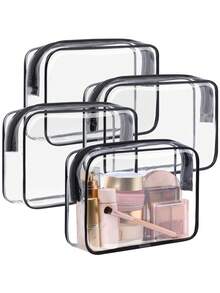 5pcs Transparent PVC Zipper Cosmetic Bag Set, Portable Clear Toiletry Bag, Business Travel, Vacation, Bathroom Storage Travel Zipper Pouch, Minimalist Unisex Clear Organizer Bag, EVA Toiletry Cosmetic Bag Set, Transparent Zipper, Travel Organizer Bag. Suitable For Backpack, Travel Essential, Beach Vacation. - Multicolor - View 2