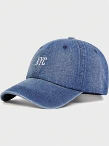 1 女士全新纯色纽约刺绣牛仔户外多功能防晒棒球帽日常 - 藏蓝色 - 查看 12