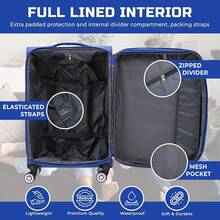 Extra Large Suitcase 32" Super Lightweight Luggage 20% Expandable 4 Wheels Spinner 3-Digit Combination Lock Soft Shell Luggage Check In For 30kg - Blue - View 5