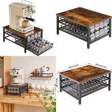 2Tier Coffee Pod Drawer Holder For  Capsule Pods Storage Organizer Compact Under Coffee Pot Storage Drawer Slim Home Kitchen Counter Organizer TCJ102H - RusticBrown - View 1