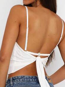 Women's Sexy Lace Trim Camisole Knit Tank Top, Suitable For Christmas, Spring/Summer - White - View 5