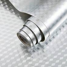 耐热防水自粘厨房防油墙贴铝箔橱柜壁纸墙面装饰房间装饰贴纸墙纸墙贴厨房配件厨房用品厨房装饰 - 銀色 - 查看 7