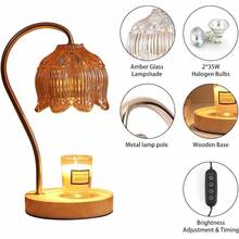 GEEZO Fragrance Candle Warmer Lamp,Electric Candle Warmer With Timer & Dimmer,Mom Christmas Birthday Gifts For Women, House Warming Gifts New Home Bedroom Decor - 暖黃色 - 查看 2