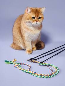 PETSIN Juguete interactivo para gatos con varita de colores variados y campana para ejercitar y entretener