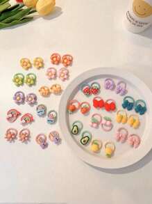 100 Peças/90 Peças/80 Peças/70 Peças/60 Peças/50 Peças/40 Peças/30 Peças/20 Peças/10 Peças/Conjunto Acessórios para Bebê Meninas Toddler, Anéis de Polegar de Princesa Cartoon de Cor Aleatória e Pequeno Elástico de Cabelo, Embalagem em Saco OPP