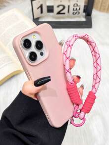 1 件粉色 PU 皮革 + 手机带防震个性化名称外壳兼容 iPhone 16/16 Pro/16 Pro Max /11/11 Pro/11 Pro Max/12/12 Pro/12 Pro Max/13/13 Pro/13 Pro Max/14/ 14 Pro/14 Pro Max/15/15 Pro/15 Pro Max 奢华荔枝纹柔软硅胶保险杠带手机绳全覆盖定制 DIY 外壳