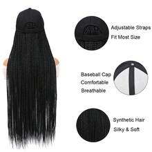 Baseball Cap Wig 24 Inch Box Braids Hair Extensions With Hat Ombre Color Synthetic Hair Cap Wig With Long Braiding Hair For Women - Multicolor - View 9