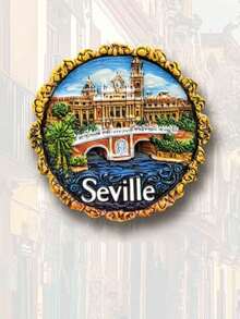 1pc Seville Spain City Landmark Building Creative Fridge Magnet, Home Decor Souvenir - Multicolor - View 10