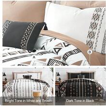 Boho Comforter Set 8 Pieces All Season Reversible Bed In A Bag Lightweight Soft Bedding Breathable Warm Brown 90X90 - 棕色 - 查看 5