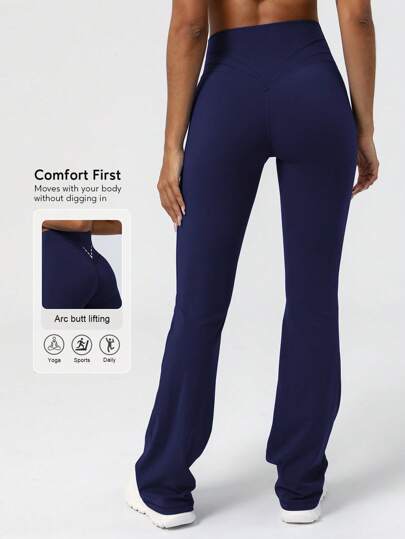 Sodalemon Pantalones acampanados de danza y yoga de unicolor para mujer