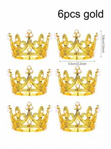1/6pcs Mini Crown Cake Topper, Mini Crown For Flower Arrangements Bouquets, Small Tiara Crown Birthday Cupcake Topper For Birthday Wedding Party Favors,Christmas