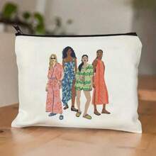 Funny Canvas Organizer Bag, Print Pattern, Thanksgiving Gift, Fashion Multifunctional Zipper Makeup Travel Bag, Perfect Gift For Mom For Daughter, Holiday Gift, Birthday Gifttravel Essentials Vacation Summer Back To School School Stuff Bag For School Travel Bag For Women Makeup Bag For Travel