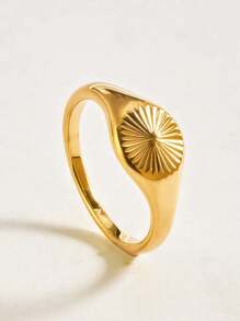 1pc Fashion Boho Sunbeam Ring, 18K Gold Plated Stainless Steel Wavy Adjustable Ring Size 5-10, Suitable For Men & Women, All Season Wear, Great For Mother's Day Gift