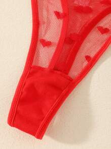 3 Stücke Damen sexy einfarbige süße romantische französische reife charmante elegante Strick-Mesh-Spitzen-Panty-Triangel-String, Frühling/Sommer/Herbst