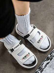 男士时尚 EVA 拖鞋 - 防滑、舒适的露趾拖鞋，适合室内外使用，柔软鞋底设计 - 白黑 - 查看 6