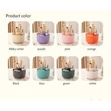 360°旋转化妆品收纳盒 - 无需组装，抛光铂金设计，适用于家庭或办公室，紧凑节省空间的展示柜，桌面旋转化妆刷架，化妆品、文具和工具收纳 - 彩色 - 查看 12