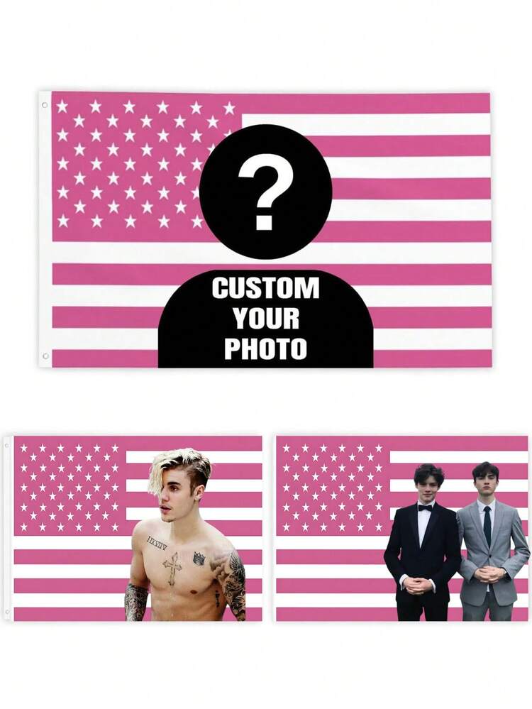 1pc Customized High Definition American Flag Print, Multi-Size Colorfast Custom Image Flag, Design Your Own Funny Flag, Tapestry, Poster For Decoration, Club, Concert, Bar, University, Suitable For Outdoor, Living Room, Bedroom, Multi-Functional, Durable, Custom, Personalized, Ideal Gifts For Him, Boyfriend, Mom, Friends, Tea Room, Home, Garden, Office, For Valentine's Day, For Mother's Day, For Father's Day, For Graduation, For Weddings, For Housewarming, Home Refresh, Customized Banners & Pennants, Warm Ambience, Autumn Home Refresh, Home Harmony ,Forever Love - Pink - View 9