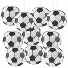 5pcs Soccer Paper Lanterns Sports Soccer , 2024Decorations,Themed Birthday Party Decorations Supplies Party Favors,Christmas