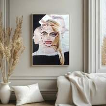 Set Of 1/3 Pcs Pop Vintage Wall Arts Posters, Abstract Female Portrait Prints, Modern Office, Bathroom, Dormitory, Living Room, Bedroom, Home Decoration Unframed-Style ,Wall Art With Frame