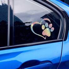 1pc Dog Palm Print Heart Shaped Design Innovative Imitation Diamond Sticker Shiny Cute Car Stickers Car Styling Cartoon Stickers For Car Motorcycle