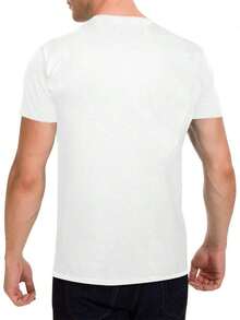 1 Piece Palm Tree Print T-Shirt, Men's Short Sleeve Crew Neck T-Shirts, Gifts For Men, Daily Wear And Casual Style T-Shirts 180g 100% Cotton - 白色 - 查看 2