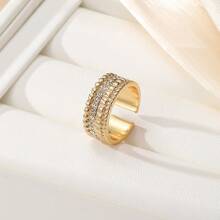 1pc Fashionable Crystal Embellished Open Ring