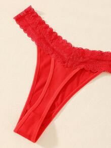 3 Stücke einfarbige, bequeme minimalistische - romantisch französische - ländlich süße - süße Unterhosen aus Gewebe mit Spitzenbesatz für Frauen, Frühling/Sommer/Herbst/Winter