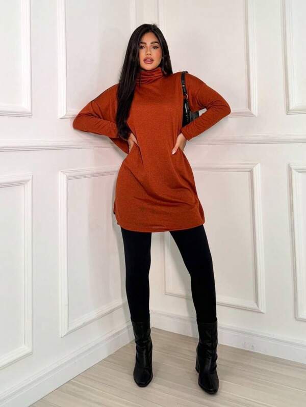 Vestido Poncho Curto Lanzinha Feminina Manga Longa Inverno  Simples  elegante  Casual  Festa