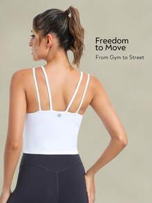 Tender Angel Zarter Engel 2025 Frühling/Sommer Neue Yoga Bekleidung Rückenfrei Tanktop für Frauen, lange Länge mit Brustpolstern, eng anliegender nahtloser Sporttop, Damen Sportbh, langer Fitness Tanktop mit eingebauter Stützunterlage - Weiss - Übersicht 4