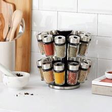 20 Glass Rotating Spice Rack, Spice And Herb Organiser/Storage, Glass Spice Jars With Labels, Herbs And Spices Included - 20 Jar - View 5