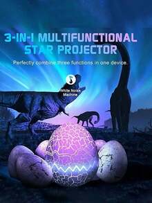 1 szt. Jajo dinozaura Galaxy Starry Sky Projector z bezprzewodowym odtwarzaczem muzycznym, projektor gwiazd nocna lampa z białym szumem, mgiełka, timer i pilot, najlepszy prezent dla dzieci/dorosłych sypialnia - Wielokolorowe - Zobacz 8