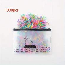 1000 piezas Mini lazos de pelo desechables de nylon de colores con bolsa de almacenamiento, set de accesorios de pelo elásticos para mujer