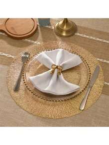 1/4/6/8/12 piezas Manteles individuales redondos de PVC dorados y huecos, lavables, fáciles de limpiar, antideslizantes, resistentes al calor, para decoración de mesa de comedor, tazas, fiestas, bodas y festividades