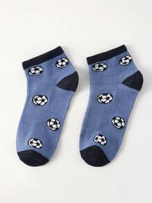 10 Pairs Children Socks, Football & Stripe Pattern Decorative Short Socks, Simple Classic Fashion Casual Sports Socks, Skin-Friendly Breathable, Suitable For Daily Life, Holiday Gifts, Back To School, Travel, Random Color & Style - Multicolor - View 3