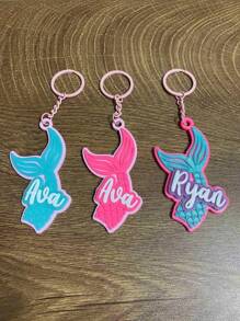 Mermaid Tail Summer Vibes Tropical Beach Name Personalized Custom 3D Printed Keychain Keyring Backpack Luggage Tag Gifts