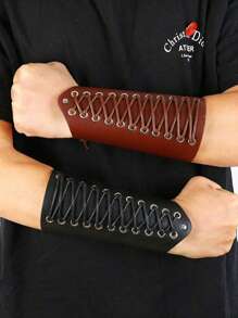 1pc Medieval Knight Style PU Leather Punk Rivet Arm Sleeve Bracers, Cosplay Accessories For Men