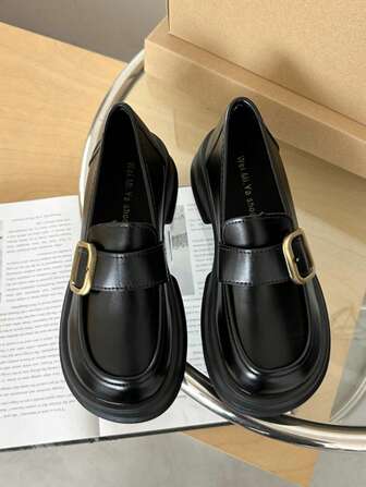 Leather Platform Slip-On Loafers For Women, New Spring Autumn 2023 Classic Thick Sole Retro Casual Oxfords