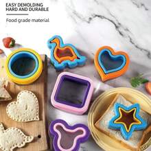 6pcs Bread Cutting Mold/Double-Layer Two Pieces Baking Tool Set/Creative Cartoon Biscuit Mold/Round Square Love Shape And Various Shape Molds/Sandwich Mold/Sandwich Bread Cutting Mold, Biscuit Cutting Knife Embossing/Biscuit Embossing Fruit Cutting Device