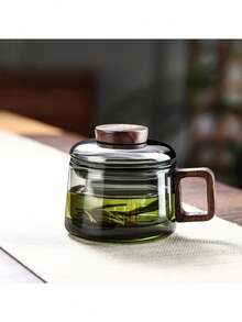 1 Multifunctional Glass Tea Cup With Filter - Heat-Resistant, Reusable, 12-Cut Tea Strainer, Scald-Proof Handle, Auspicious Cloud Cup Lid, Walnut Handle Characteristic Design, Tea And Water Separation Filter Out Good Tea Soup Suitable For Home And Office, Ideal Choice For Loose Leaf Tea Back To School - Multicolor - View 11