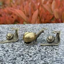 2pcs Vintage Brass Snail Statue - Mini Retro Copper Snail Sculpture Decor - Outdoor Pond Garden Snail Figurine - Animal Statue Decorative Gift - Multicolor a - View 8
