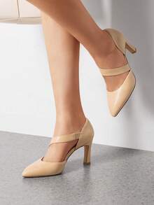 Women's High Heels Pumps Dress Closed Pointed Toe Comfortable D'Orsay Pumps Shoes For Work Office Wedding Dancing - 杏色 - 查看 2