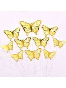 50 Pieces Butterfly Cake Decorations With Happy Birthday Acrylic Cake Toppers For Shower Wedding Birthday Party Decor (Purple & Pink)