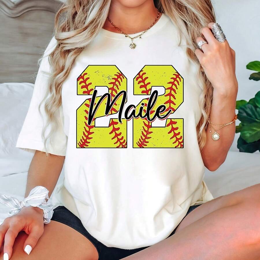 Personalized Softball Shirt Custom Name And Number Softball Mom Shirts Softball Team Tee Softball Mama T Shirt Softball Lovers Gift - White - View 1