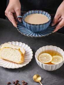 1 Set European Vintage Ceramic Coffee Cup & Saucer, High-Aesthetic Petal-Shaped Mug & Butterfly, Afternoon Tea Set, Beautiful & Practical, Cups & Saucers Can Be Used As Storage Trays, Suitable For Brewing Coffee, Making Tea, Daily Use, Coffee Shop And More Scenarios Back To School