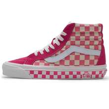 Vans SK8-Hi 38 DX 高帮滑板鞋，男女款轻便休闲运动鞋 - 粉紅色/粉白棋盤格 - 查看 1